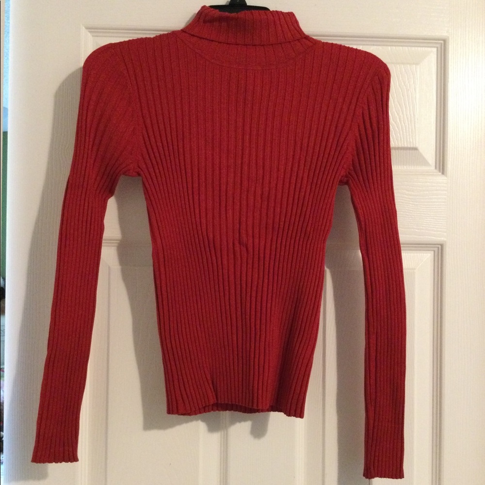 Rafaella Petite Turtleneck Stretch Sweater Red